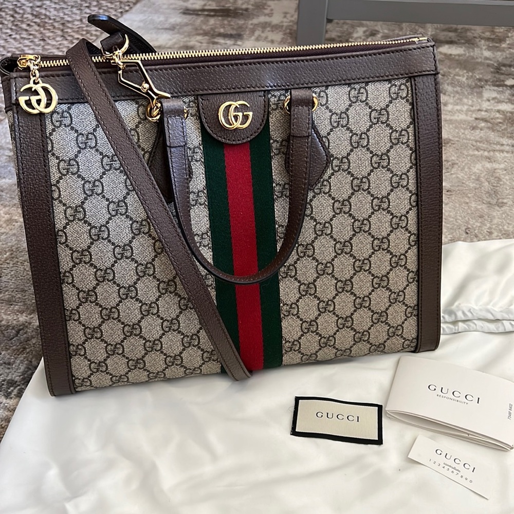 Gucci Ophidia GG Medium Top Handle Bag.